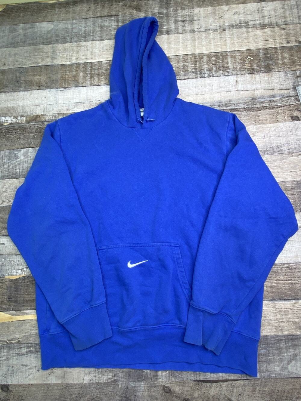 Nike Hoodie Mens L Center Swoosh Sweatshirt Blue Pullover Regular Fit